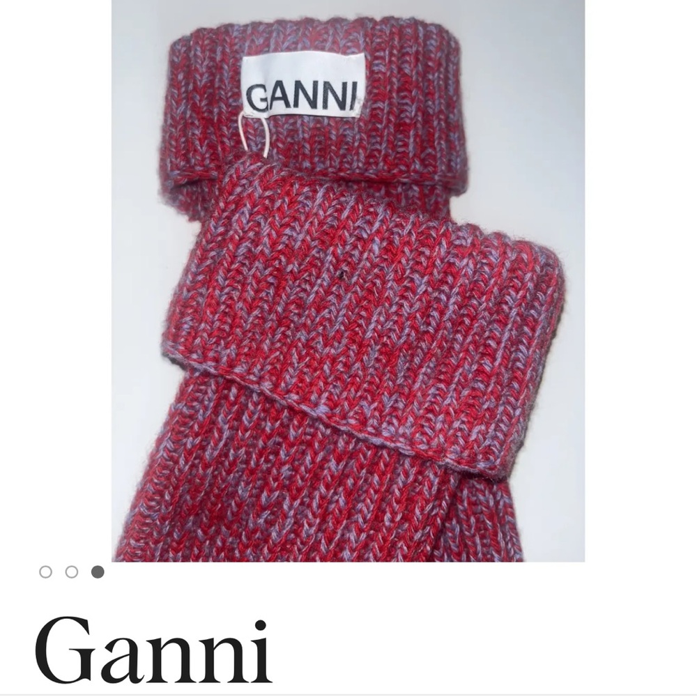 Ganni Rib Knit Fingerless Gloves - Picture 2 of 13